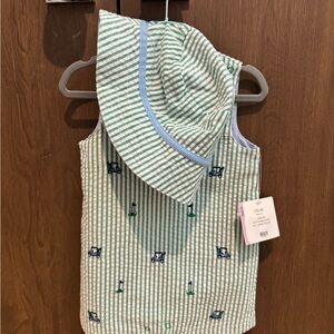 Little Me Green and White Striped Baby Outfit